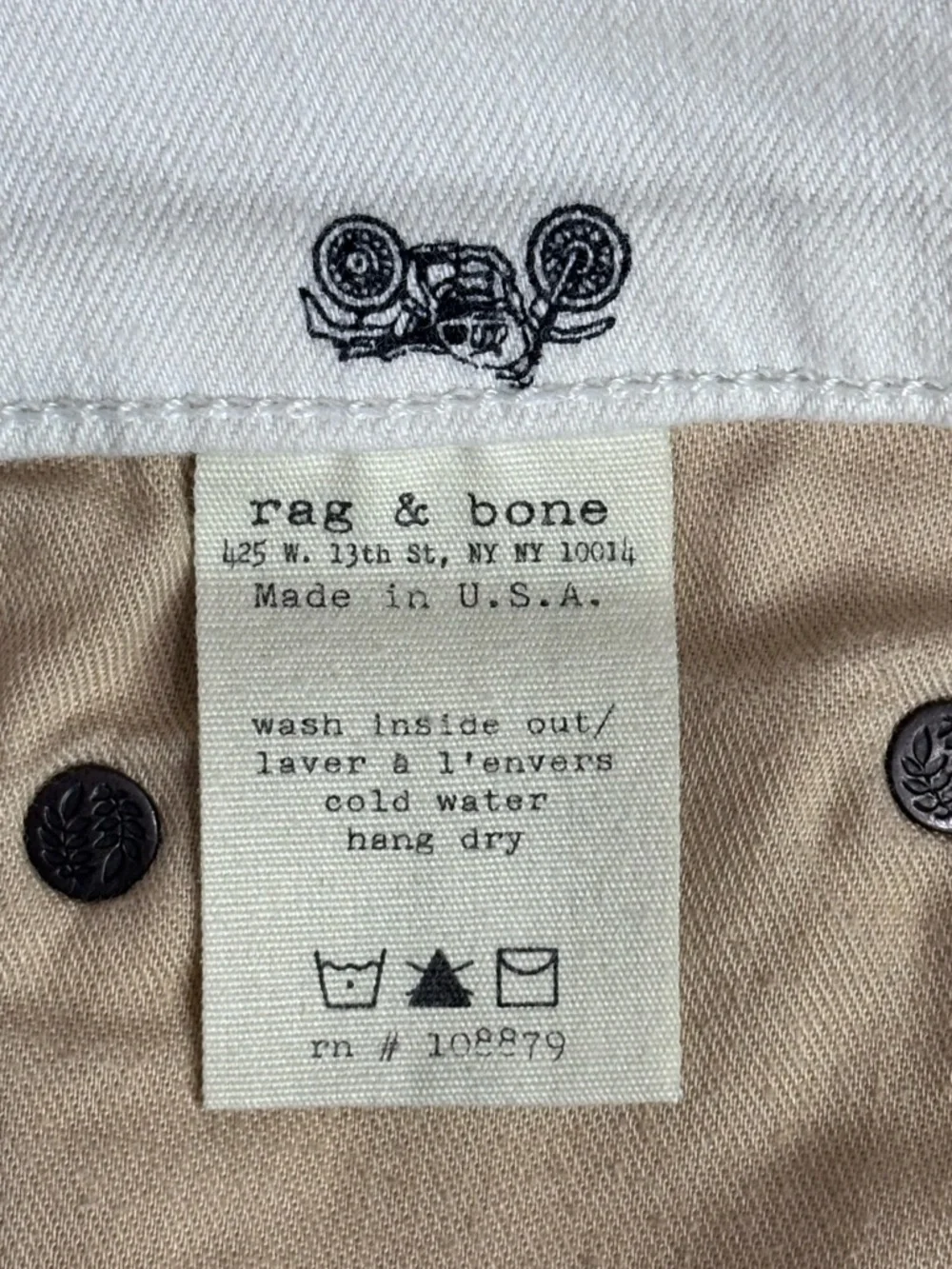 Rag & Bone Jean Moto Print Cutoff Shorts White Low Rise Festival 28